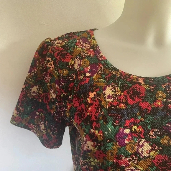 LuLaRoe Dark Rose Amelia Dress Rare Print Pleated Pockets Size Large 14/16 0188 - Picture 3 of 12